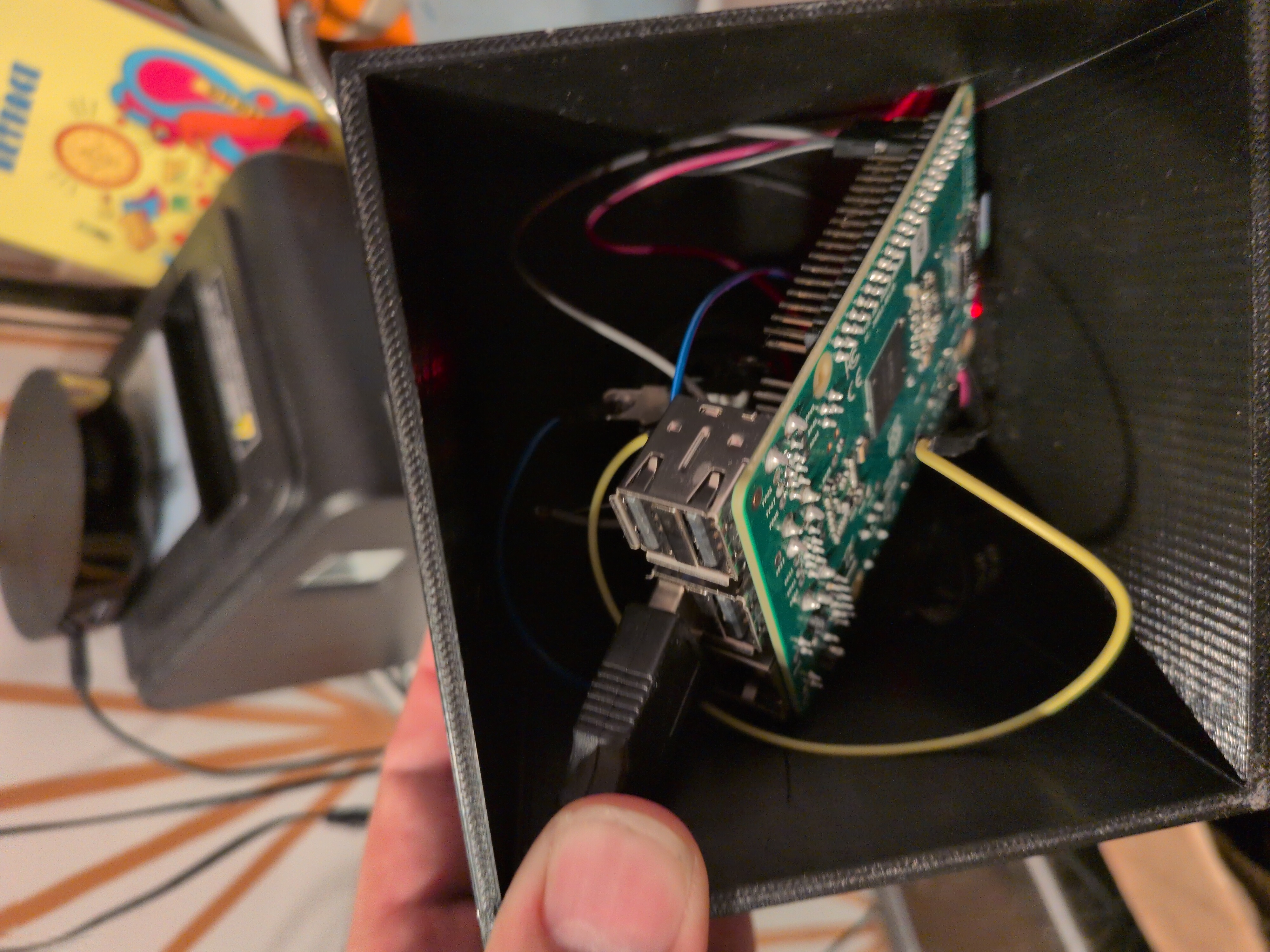 Hollow black box with a Raspberry Pi hidden inside